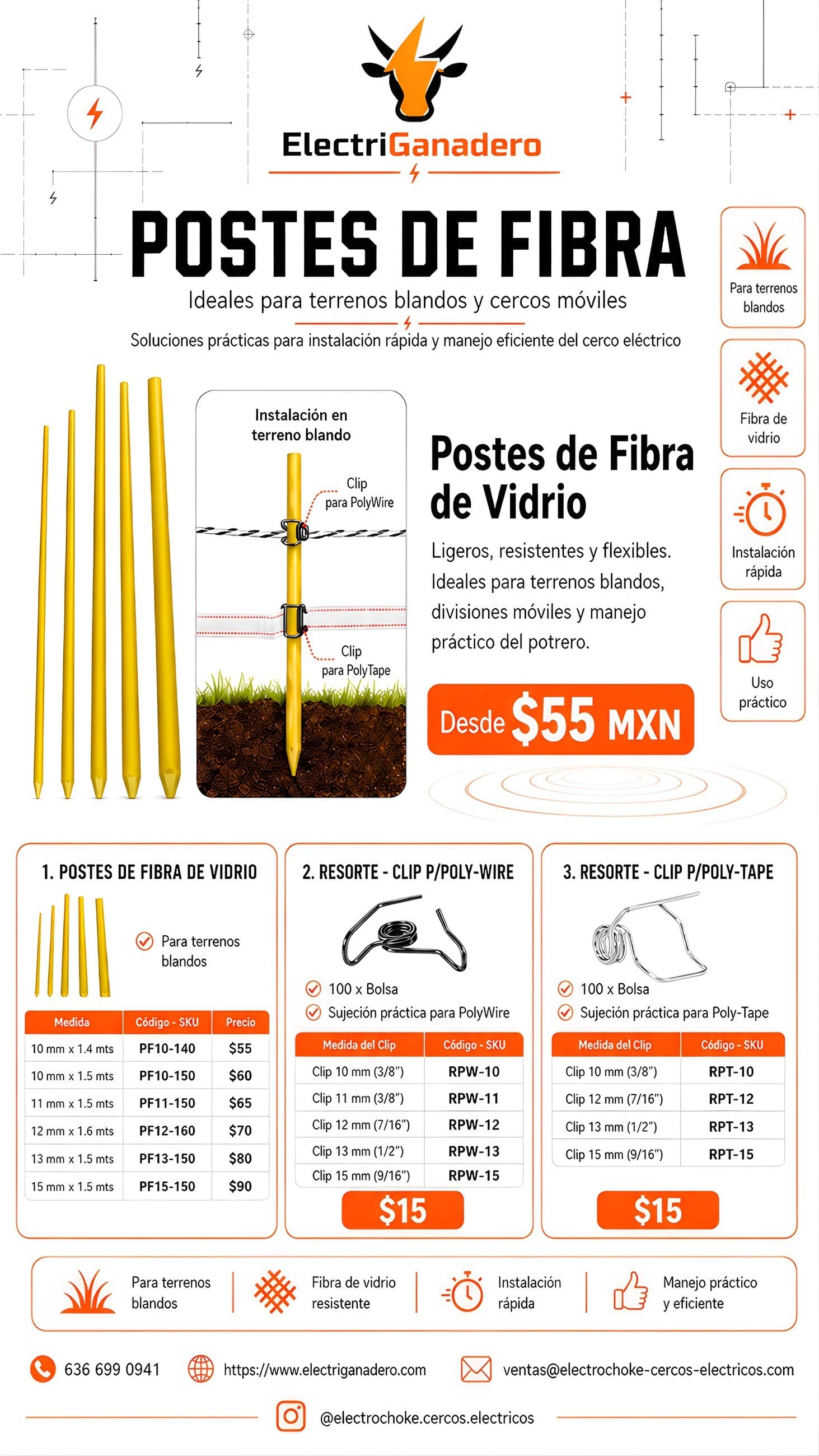 Poste de fibra