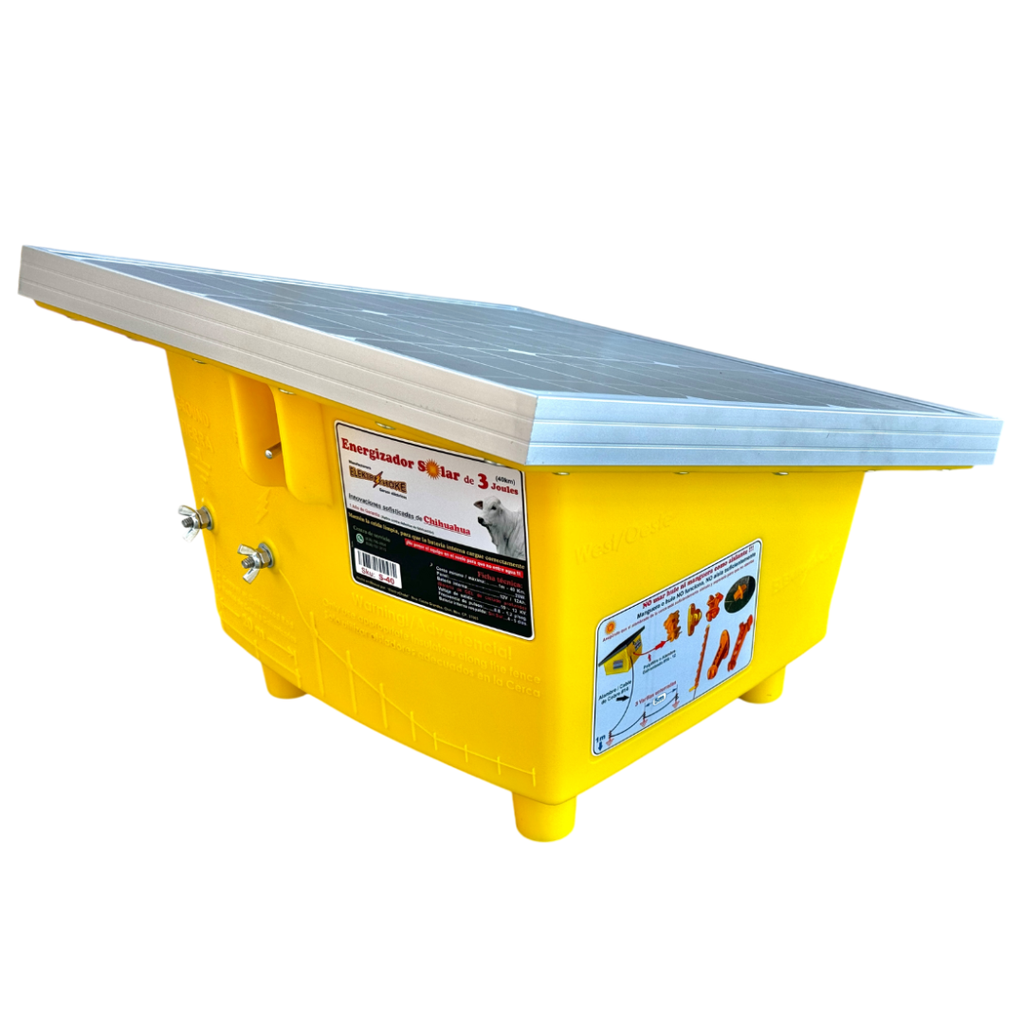 [S-40] Energizador Solar 3 Joules, (40km). Voltaje Salida 10-13kV, Batería 12V, Panel 20W (Modelo: S-40)