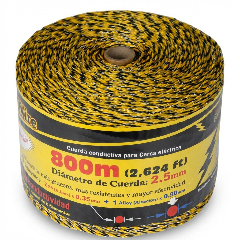 [PW3-800] PW3-800 Poly-Wire 800mt. x diam: 2.5mm, x 3 Filam: 2SS x 0.35mm + 1 Aloy x 0.5mm. Sku:  (Nuevo diseño, mas conductividad y más resistente)